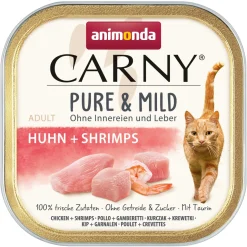 animonda Carny Nourriture humide pour chat Adulte, Pure et Doux 32x100 g poulet et crevettes