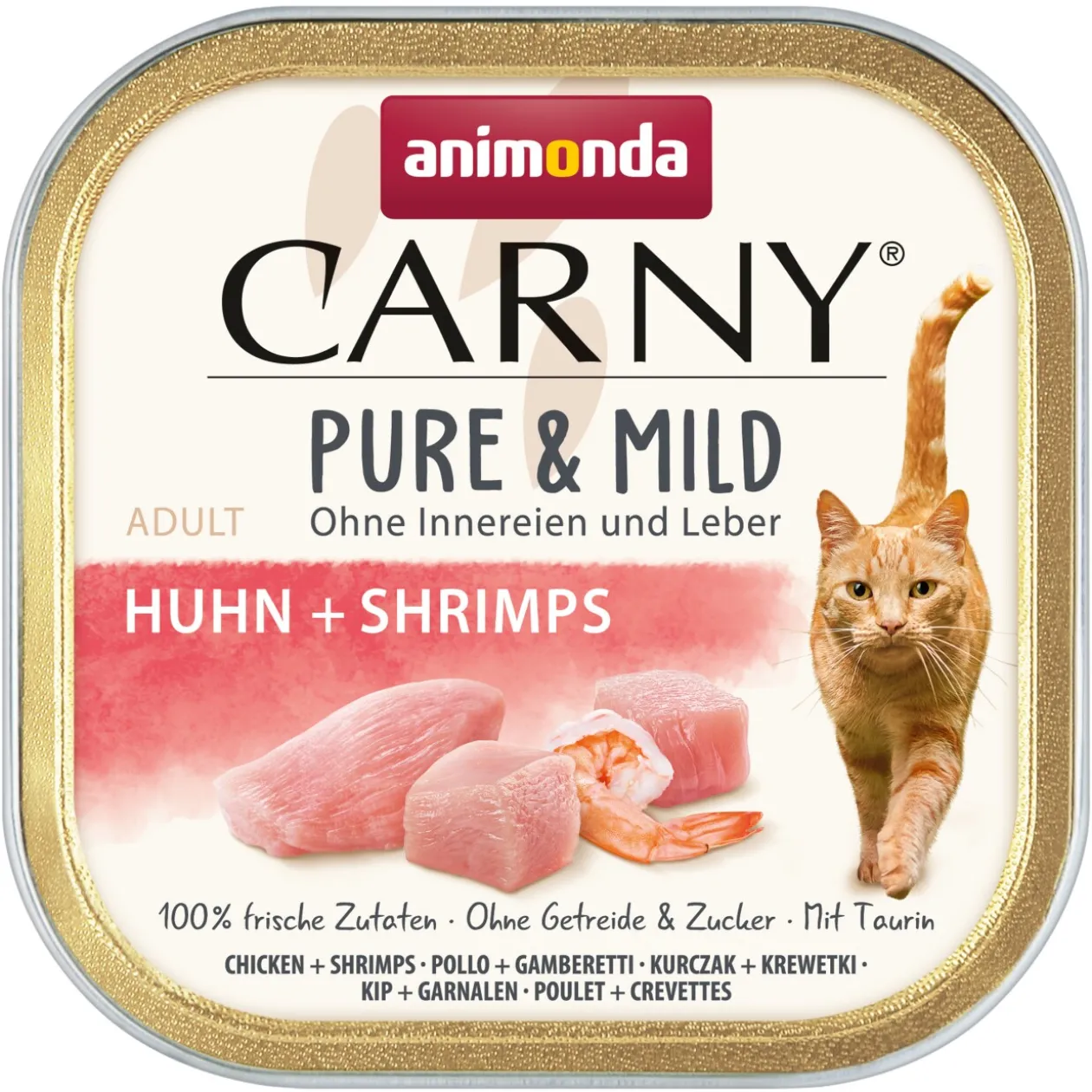 animonda Carny Nourriture humide pour chat Adulte, Pure et Doux 32x100 g poulet et crevettes