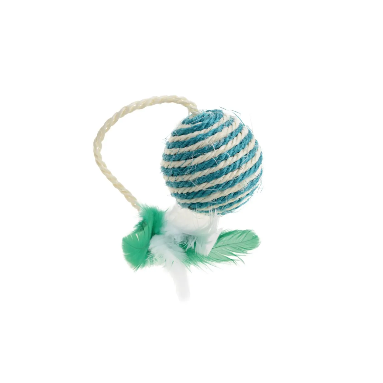 AniOne Jouet Balle en sisal avec plume 6 cm