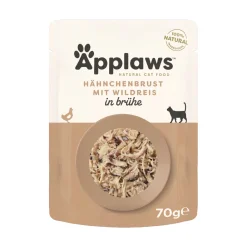Applaws nourriture humide pour chat adulte Poitrine de poulet et riz sauvage 12x70 g