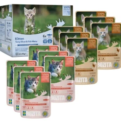 BOZITA Nourriture humide chat Bouchées en sauce au poisson et à la viande Multibox 12 x 85 g