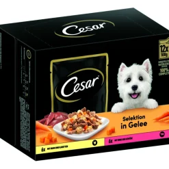 Cesar Multipack en gelée à la carotte, au poulet, au bœuf et aux légumes 4 x 12 x 100 g