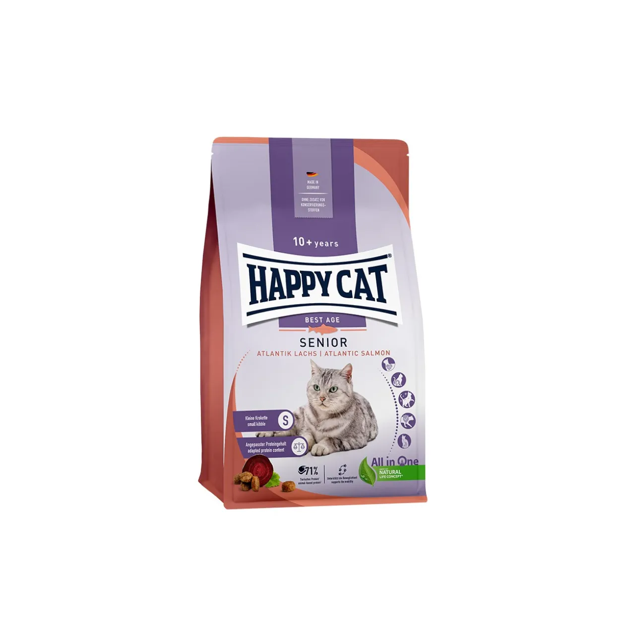HAPPY CAT Croquettes pour chat senior, saumon de l'Atlantique 1,3 kg