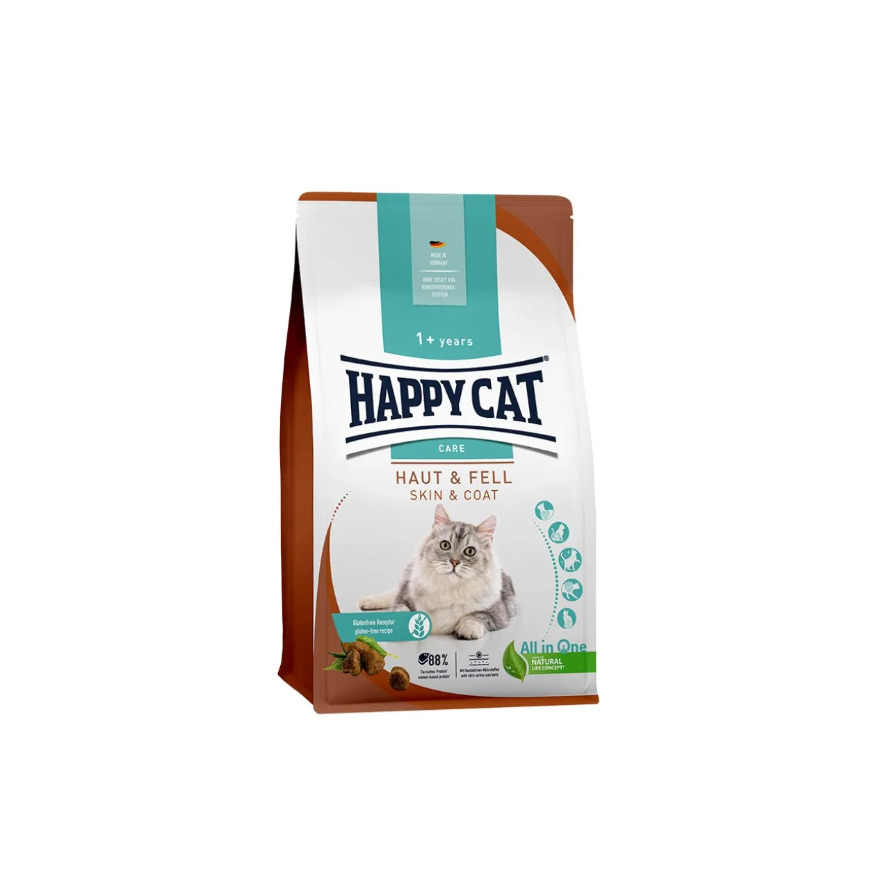 HAPPY CAT Croquettes pour chat Care Adulte, Peau & Pelage 300 g
