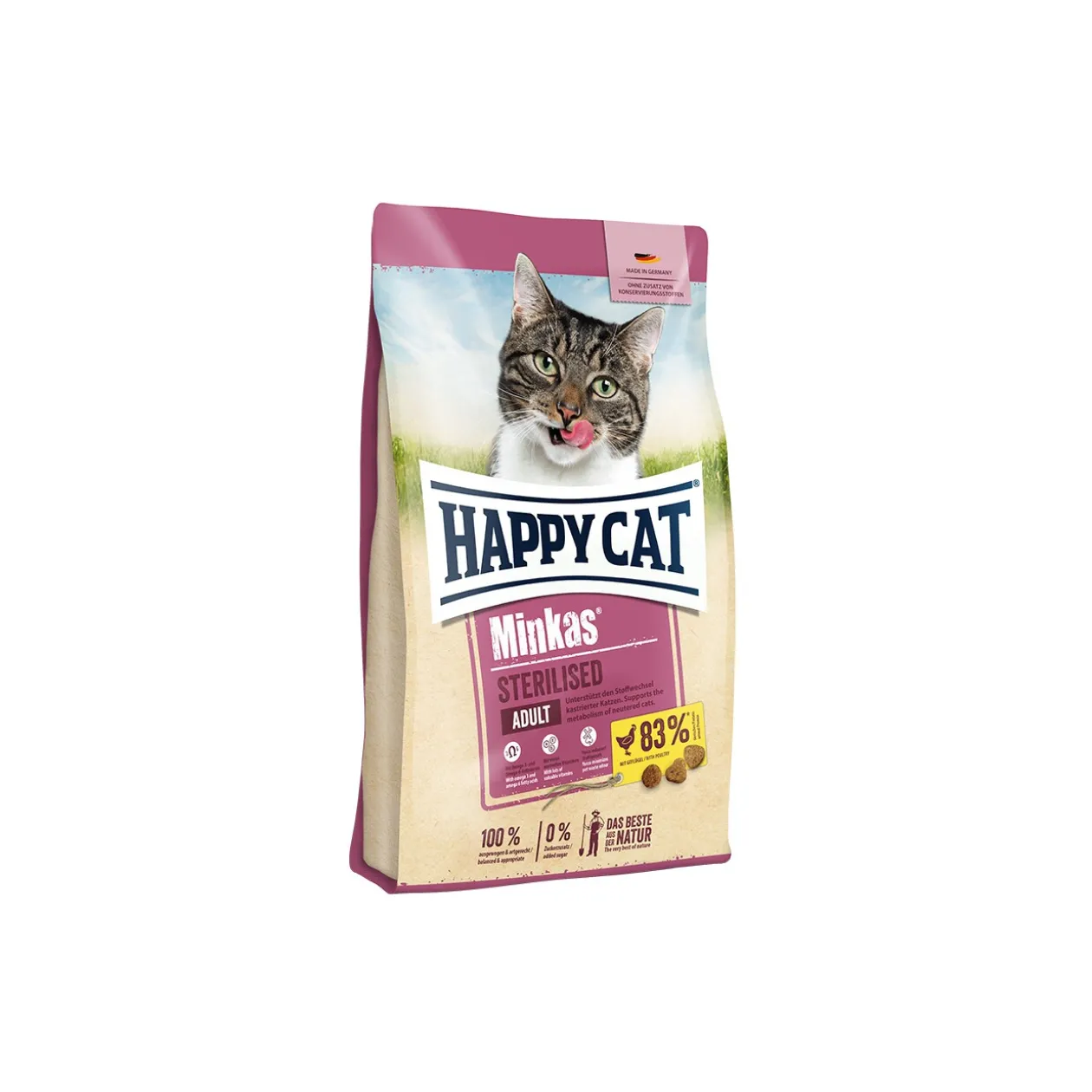 HAPPY CAT Minkas Croquettes pour Chat Adulte, Stérilisé, Volaille 1,5 kg