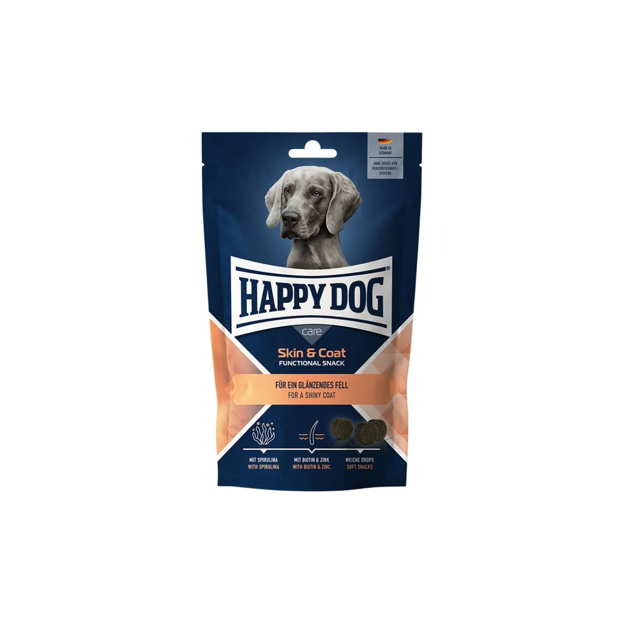 HAPPY DOG Soin Heureux pour Chien Snack Peau & Pelage 100 g