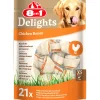 8in1 Delights Os à mâcher viande de poulet en sachet XS 21 pcs