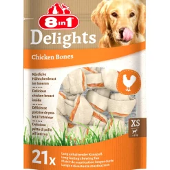 8in1 Delights Os à mâcher viande de poulet en sachet XS 21 pcs
