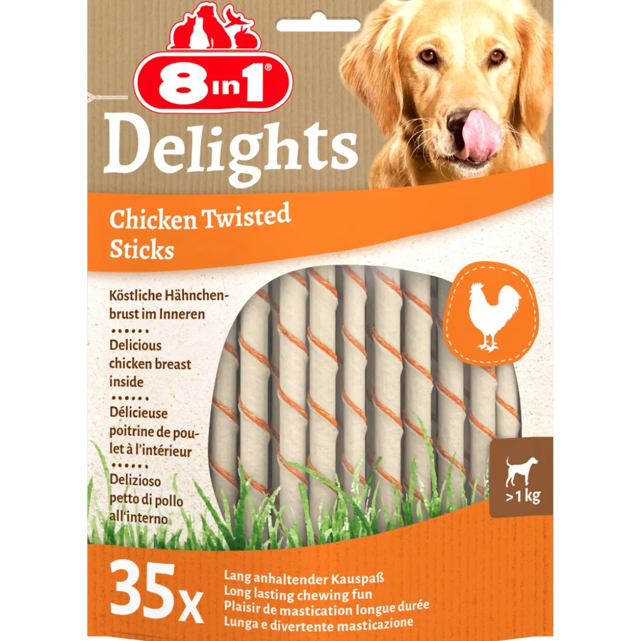8in1 Delights Twisted Sticks Poulet 35 pcs
