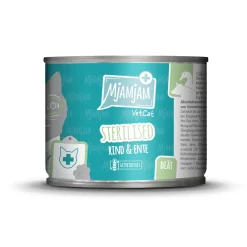 MjAMjAM nourriture humide pour chat adulte VetCat Diète, Stérilisé Bœuf & Canard 6x200 g