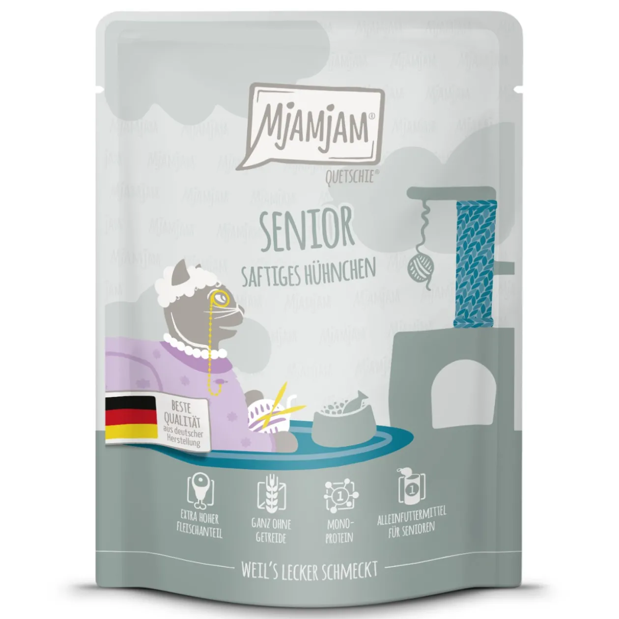 MjAMjAM Nourriture humide chat Senior Quetchie DUO de canard tendre et lapin 6 x 300 g Poulet 6x300 g