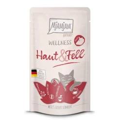 MjAMjAM nourriture humide pour chat adulte, Bien-être Peau & Pelage 12x125 g Bœuf