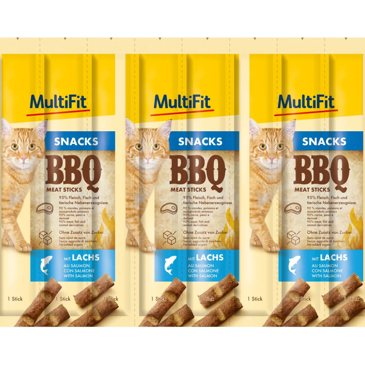 MultiFit BBQ Meat Sticks 7 x 8 x 5 g Saumon
