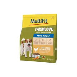 MultiFit Farmlove Croquettes Chien Adulte, Mini, avec Volaille & Carotte 2,5 kg