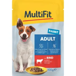 MultiFit nourriture humide pour chien, adulte, petit chien, sachet, ragoût Bœuf 24x100 g