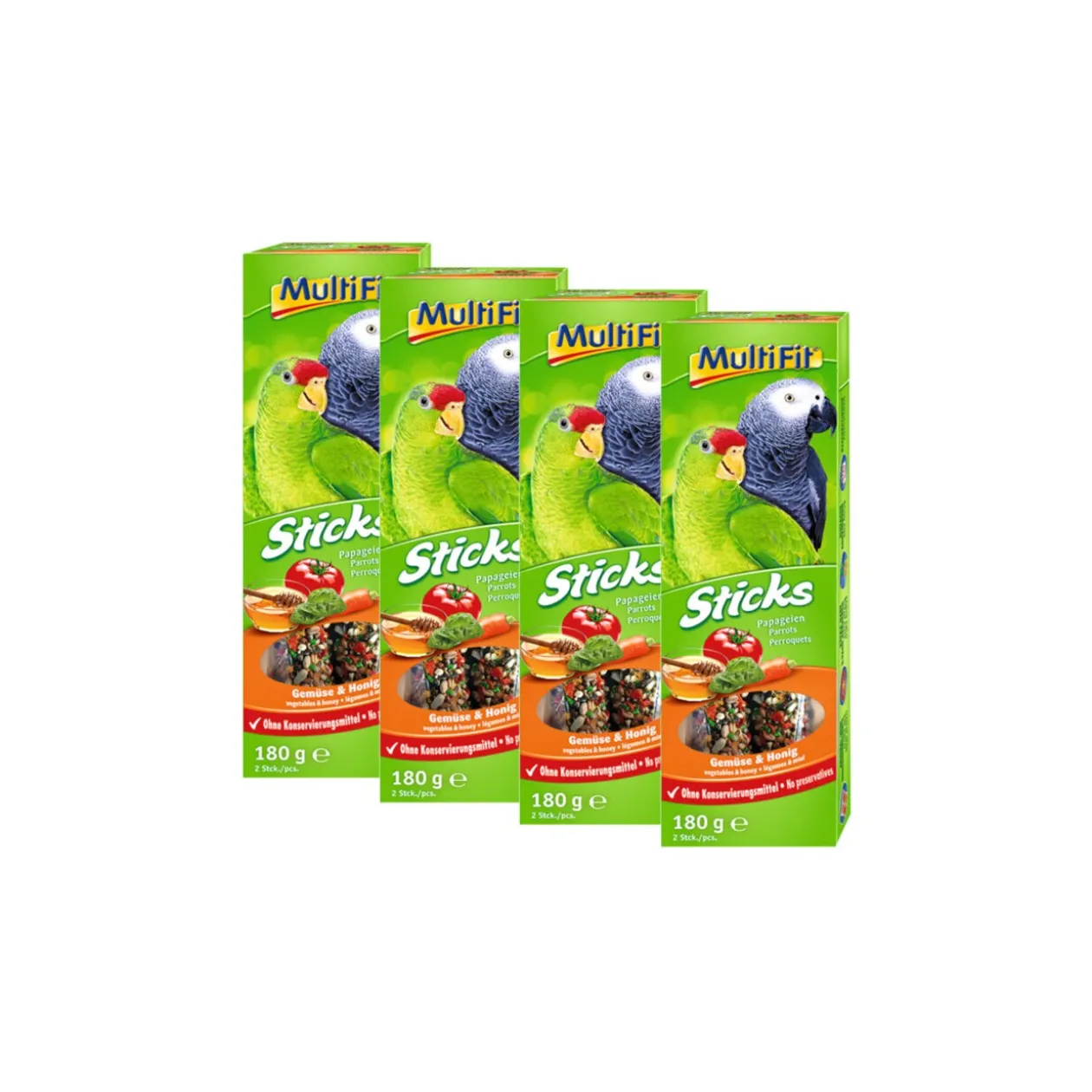 MultiFit Sticks pour perroquets Sticks 4 x 2 Légumes Miel