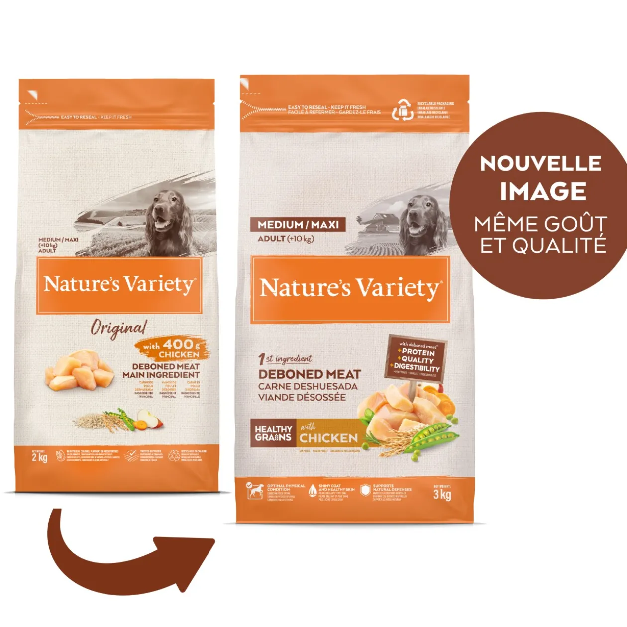 Nature's Variety Healthy Grains Adulte Med/Max Poulet 3kg