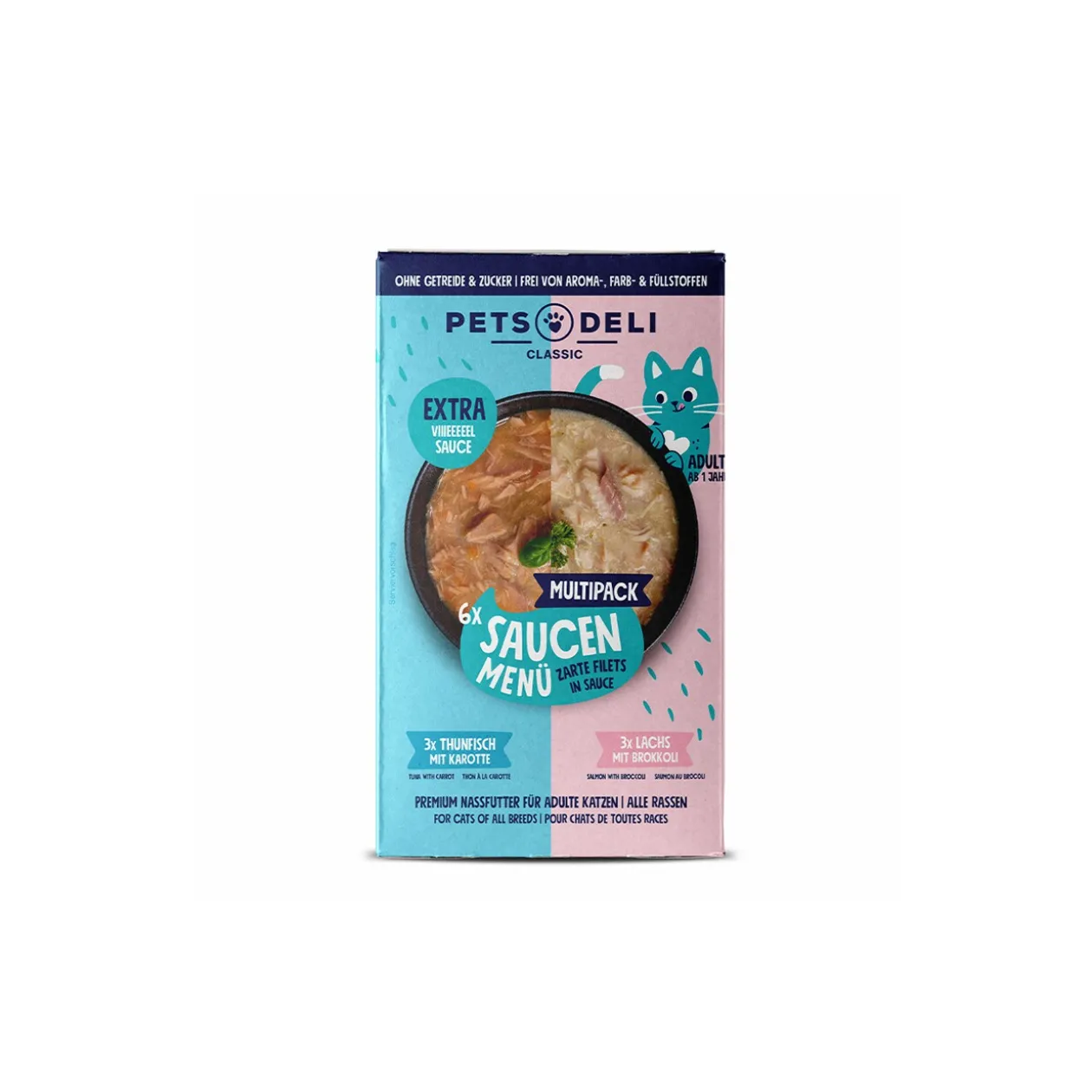 Nourriture humide chat adulte menu sauces Multipack saumon, thon 6x70g