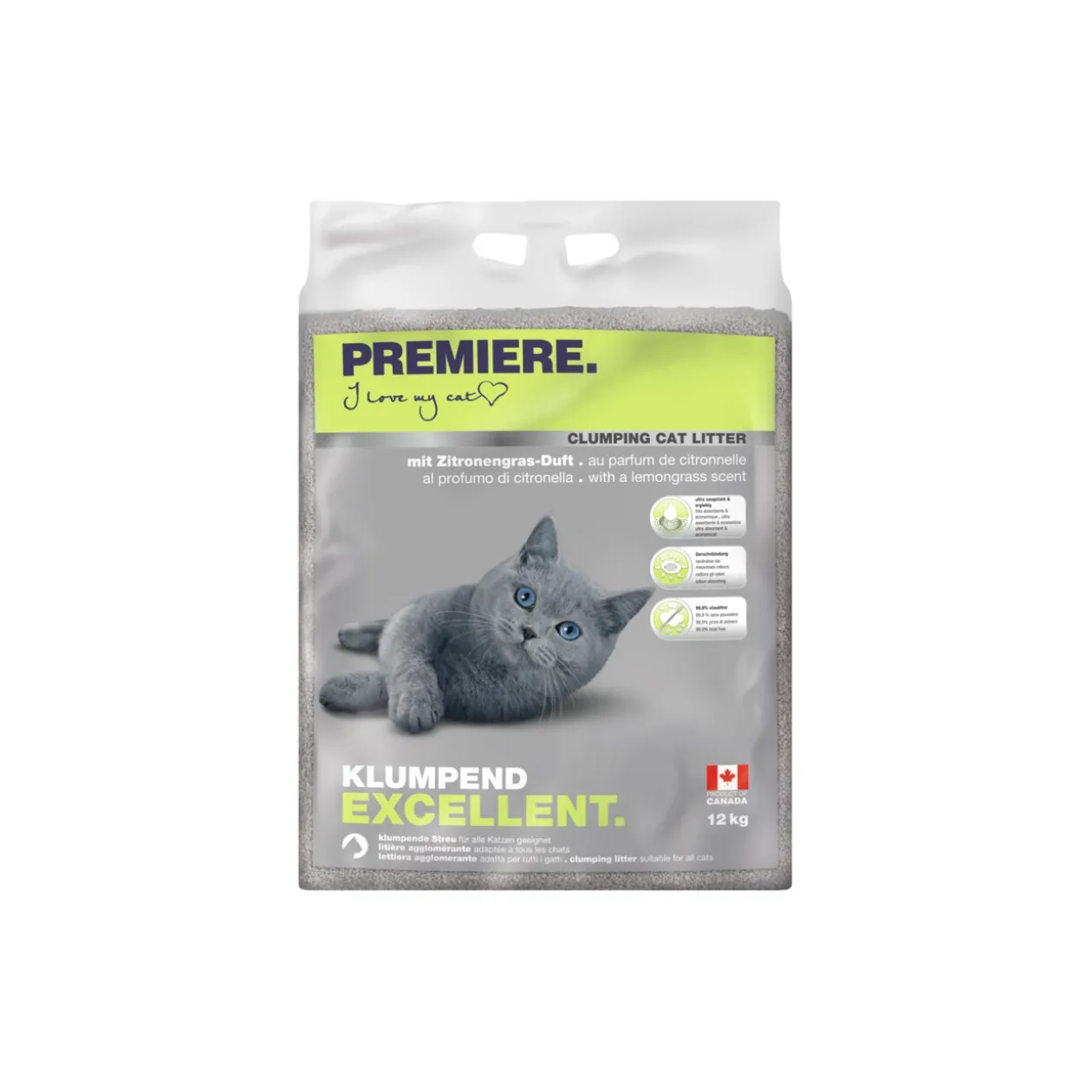 PREMIERE Excellent Citronnelle Litière agglomérante 12 kg