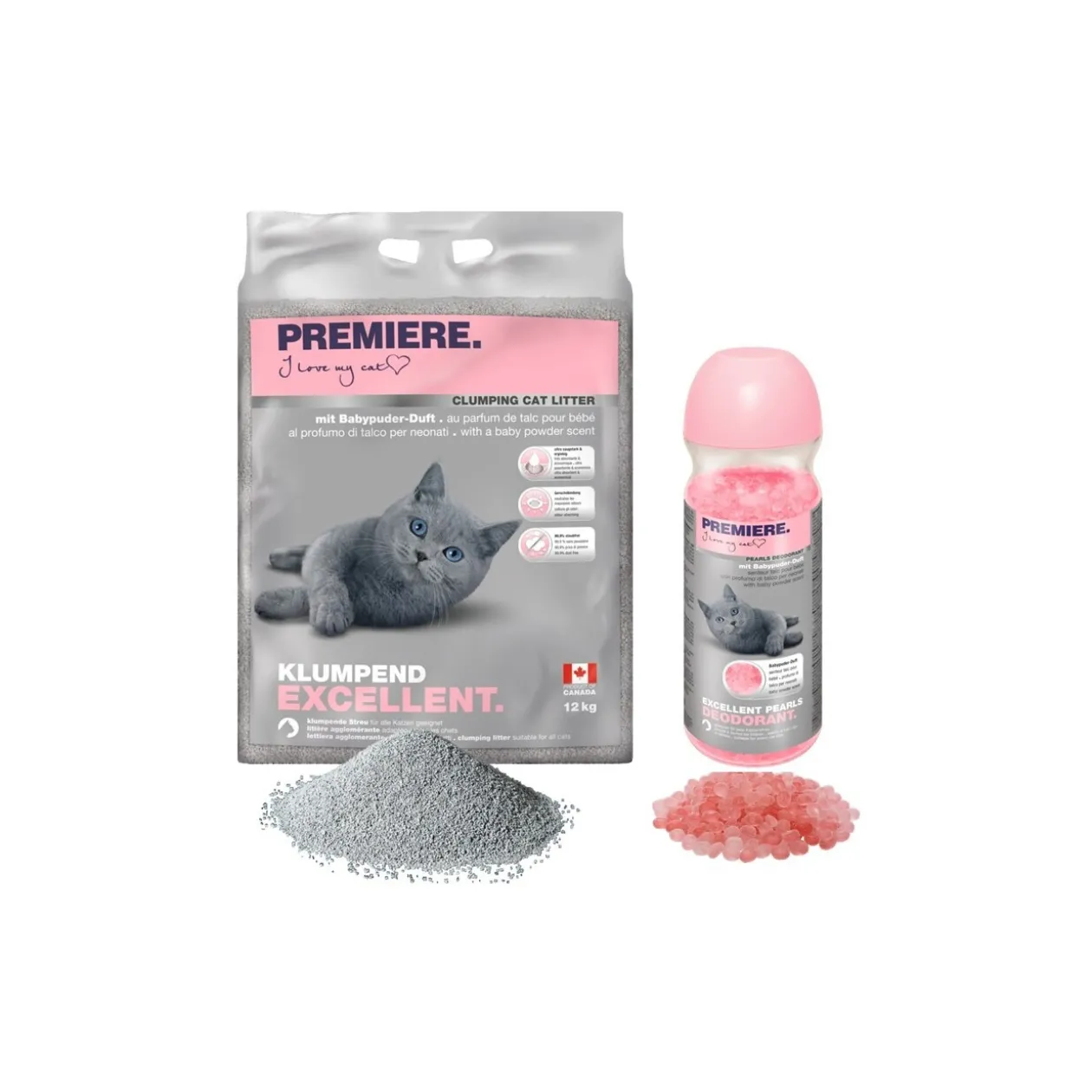 PREMIERE Excellent Litière agglomérante Poudre pour bébé 12 kg au désodorisant