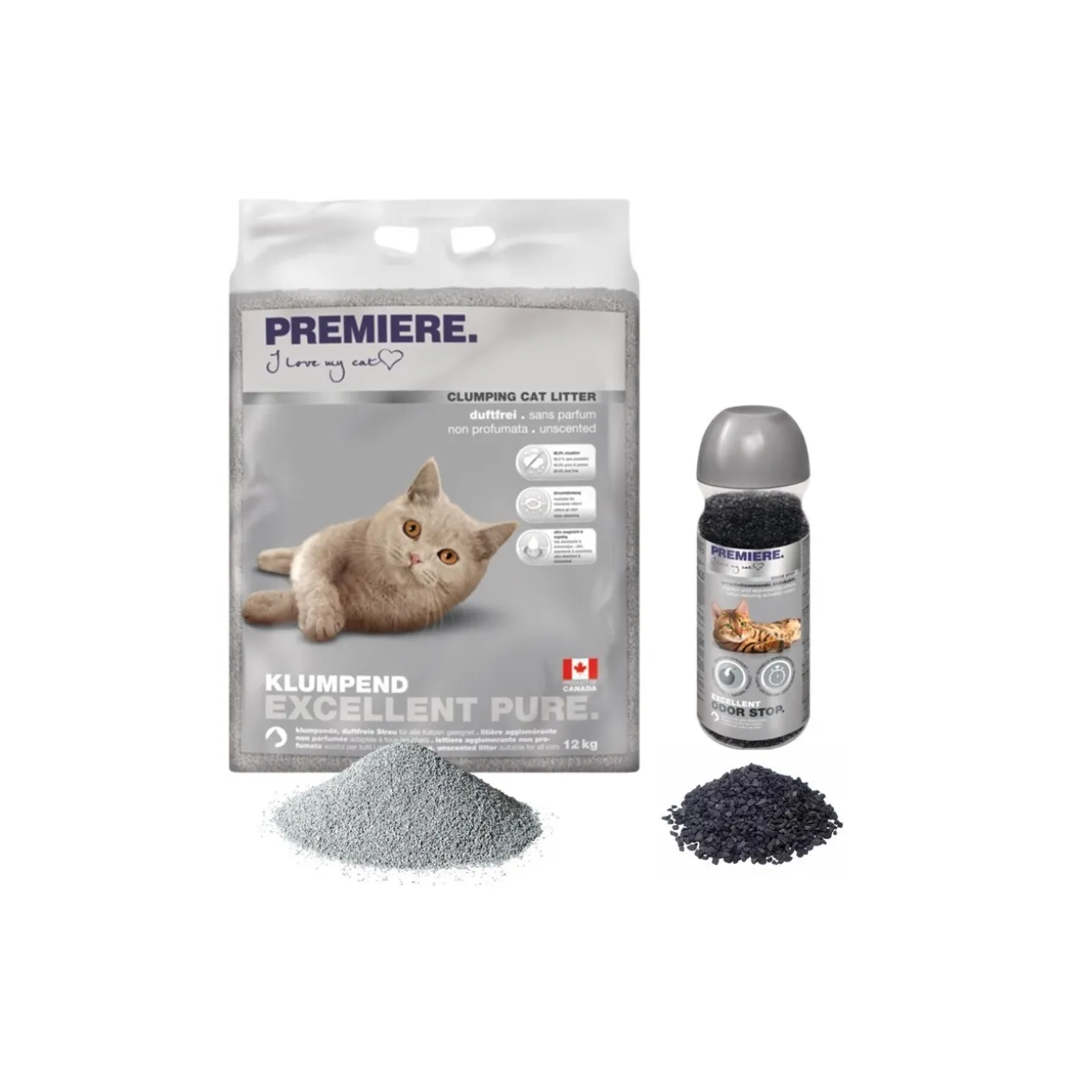 PREMIERE Excellent sans parfum de litière agglomérante 12 kg avec désodorisant
