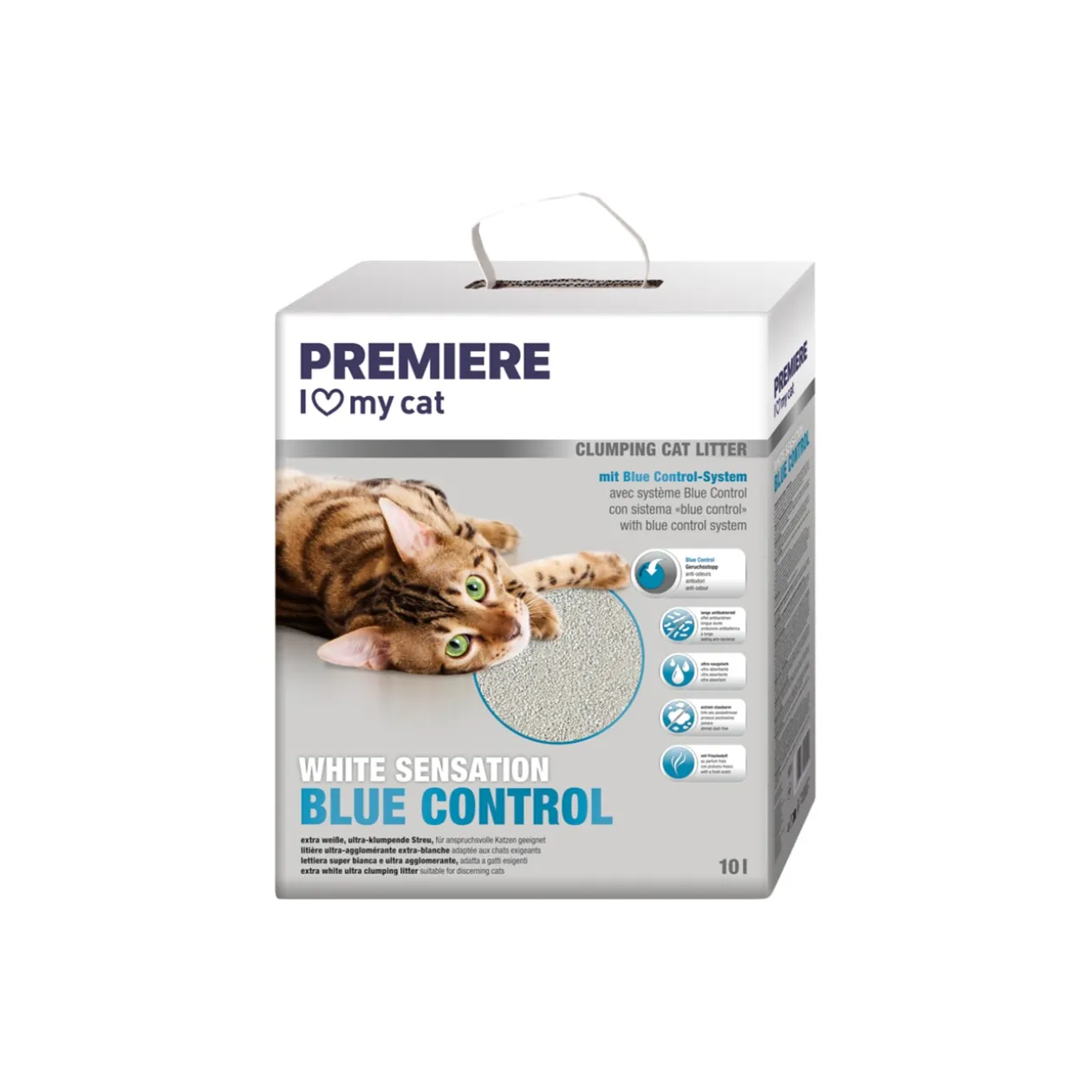 PREMIERE White Sensation – Blue control Litière agglomérante 10 l