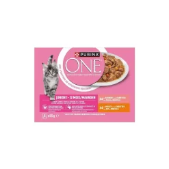 Purina ONE - Sachets pour Chaton au Saumon, au Poulet et aux Carottes 8 x 85 g