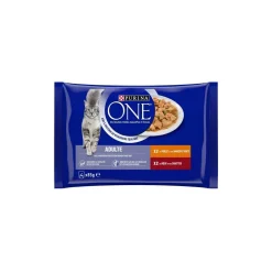 Purina ONE - Sachets pour Chat Adulte au Bœuf et au Poulet 4 x 85 g