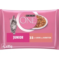 Purina ONE Junior Nourriture pour chaton tendre humide en sauce saumon 12x4x85 g