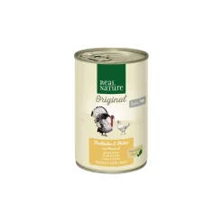 REAL NATURE Original nourriture humide pour chat, Senior, Dinde & Poulet avec huile de noix 6x400 g