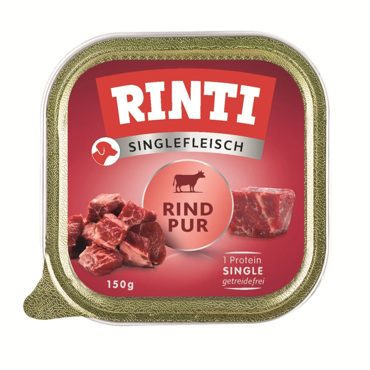 RINTI Singlefleisch nourriture humide pour chien, adulte, barquette. Pur bœuf 10x150 g