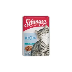 Schmusy Ragout Nourriture humide chat adulte en sauce Saumon 22x100 g