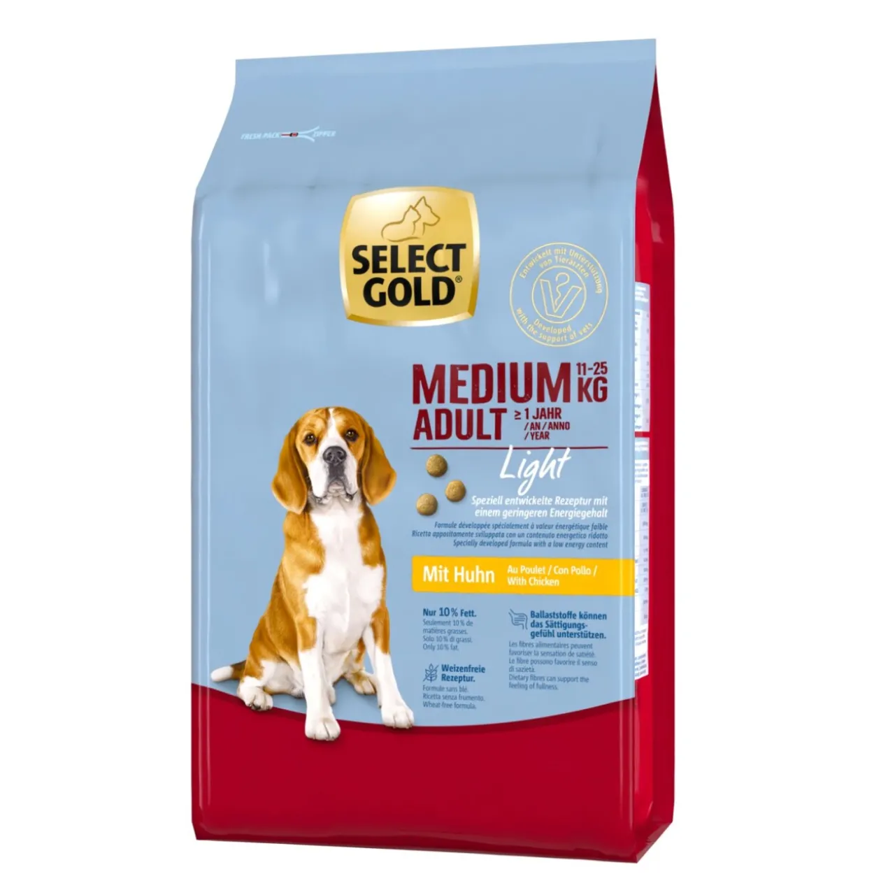 SELECT GOLD Light Medium Adult poulet 4 kg
