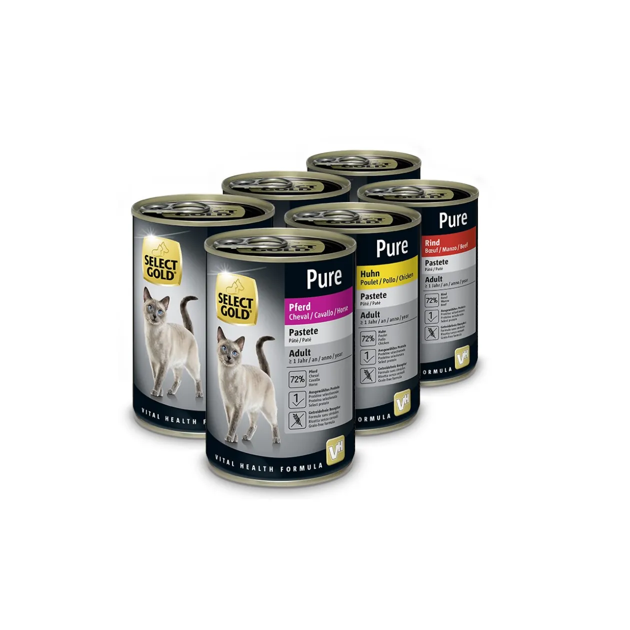 SELECT GOLD PURE nourriture humide pour chat, paquet mixte adulte 6x400g