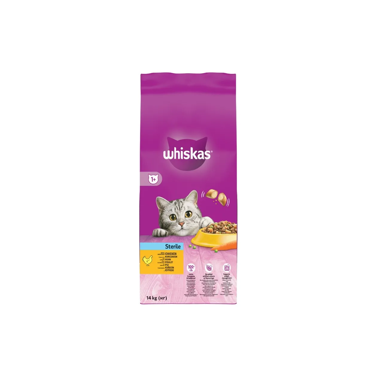 Whiskas Croquettes au poulet pour chat adulte stérilisé 14 kg