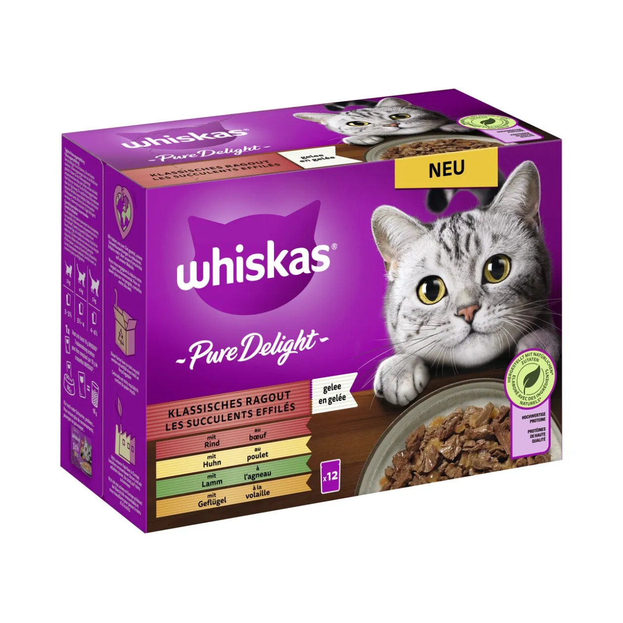 Whiskas Pure Delight Multipack Ragoût classique en gelée 12 x 85 g