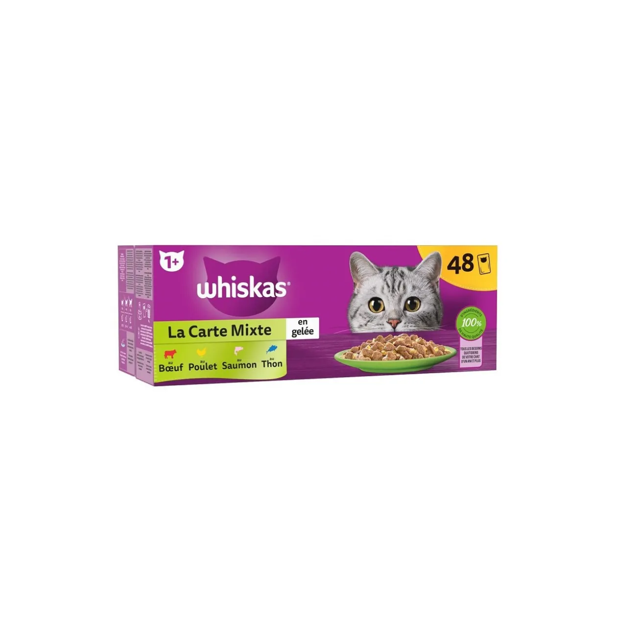 Whiskas Sachets fraîcheur La Carte Mixte en gelée 4 variétés pour chat adulte 48x85g