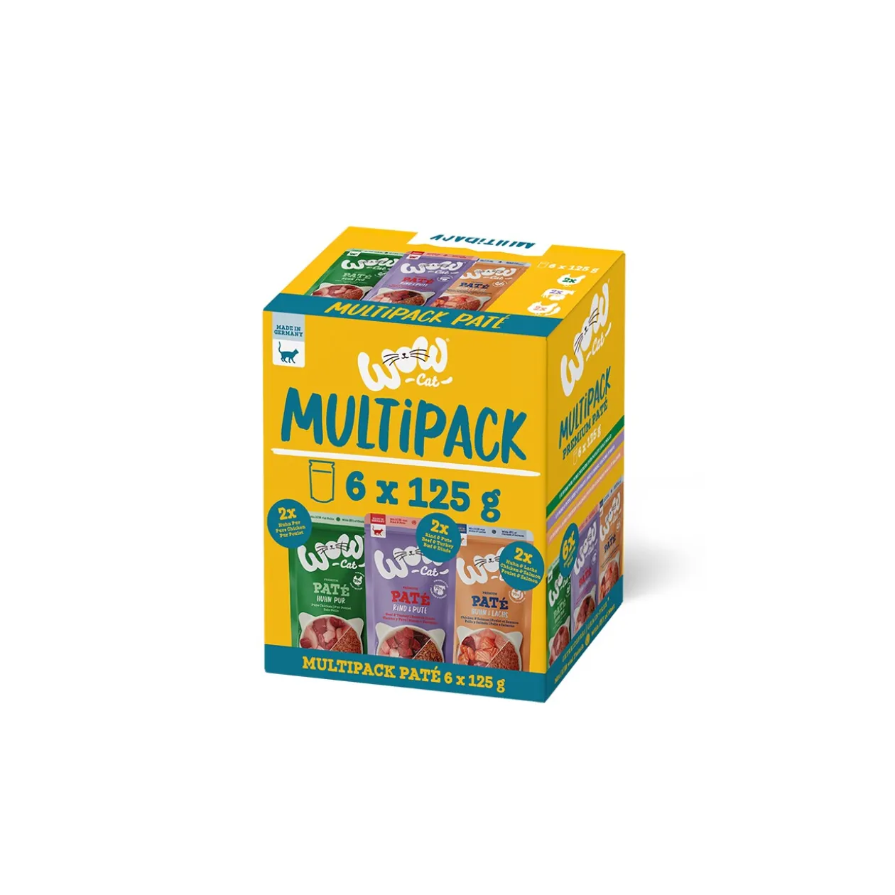 WOW Nourriture humide pour chat, Adulte, Multipack 6x125 g